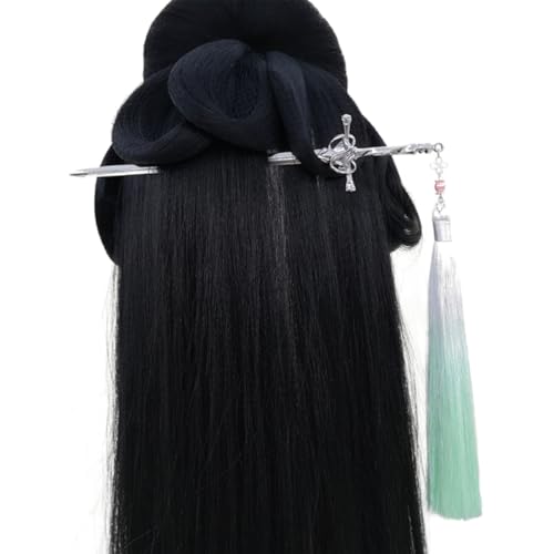 Einzigartige Haarspange mit zarten Quasten, luxuriöse Gold- oder Silber-Haarnadel mit Quasten-Details für besondere Anlässe von Jiqoe