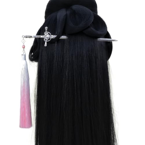 Einzigartige Haarspange mit zarten Quasten, luxuriöse Gold- oder Silber-Haarnadel mit Quasten-Details für besondere Anlässe von Jiqoe