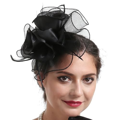Frauen Flapper Kostüm Fascinator Haar Clip Für Horseracing Roleplay Pillbox Teaparty Hochzeit Requisiten Mesh von Jiqoe