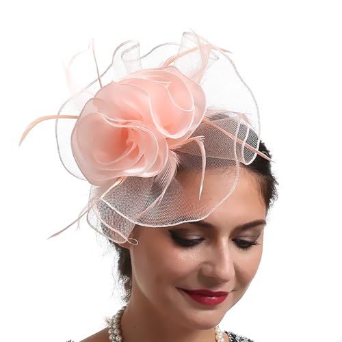 Frauen Flapper Kostüm Fascinator Haar Clip Für Horseracing Roleplay Pillbox Teaparty Hochzeit Requisiten Mesh von Jiqoe