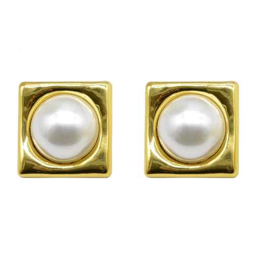 Geometrische quadratische Vintage-Perlenohrringe für Damen, Retro-Designs, tragbar und bequem für Partys oder den täglichen Gebrauch von Jiqoe