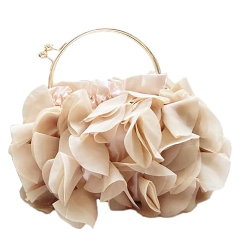 Jiqoe Abendtasche mit Blumenmuster für Damen und Mädchen, Umhängetasche, trendig, lässig, modisch, Blumen-Handtasche, champagnerfarben von Jiqoe