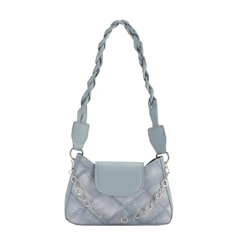 Jiqoe Achseltasche Große Kapazität Einkaufstasche Schultertasche für Mädchen Frauen PU Leder Handtasche Unterarmtasche, blau von Jiqoe