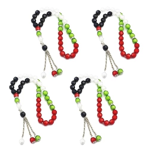 Jiqoe Armbänder für Damen, 2/4 Stück, Tasbih-Handarmbänder, religiöses Gebets-Perlenarmband, Meditation, Rosenkranz, Schmuck, Palästina-Flagge, farbiges Armband, Acryl von Jiqoe