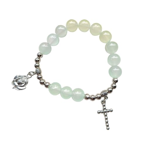 Jiqoe Bunte Glasarmbänder mit Perlen, Stretch-Armbänder für Damen, Schmuck, Handkette für Taufen von Jiqoe