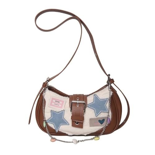 Jiqoe Crossbody Bag Elegante und praktische Handtasche PU Leder Schulter Geldbörse Unterarmtaschen für den täglichen Gebrauch, Mit Kette von Jiqoe