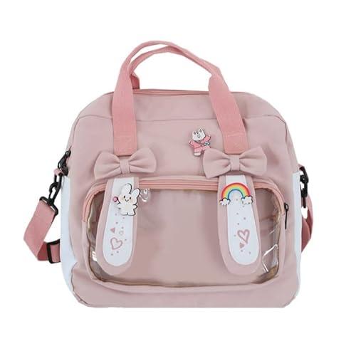 Jiqoe Damen-Handtasche mit Tragegriff oben und niedlicher Schleife, transparenter Rucksack, schöne Schultasche für den täglichen Gebrauch, rose von Jiqoe