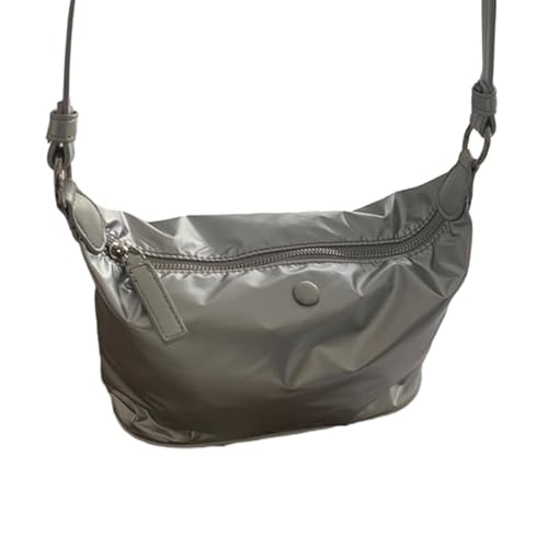 Jiqoe Damen-Schultertasche, Nylon, Achseltasche, leicht, Geschenk für Weihnachten, Geburtstag und Jahrestag, silber von Jiqoe