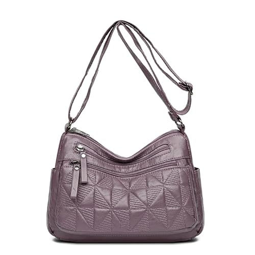 Jiqoe Damen-Umhängetasche, leicht, weiches PU-Leder, Schultertaschen, mehrere Taschen für den täglichen Gebrauch, violett von Jiqoe