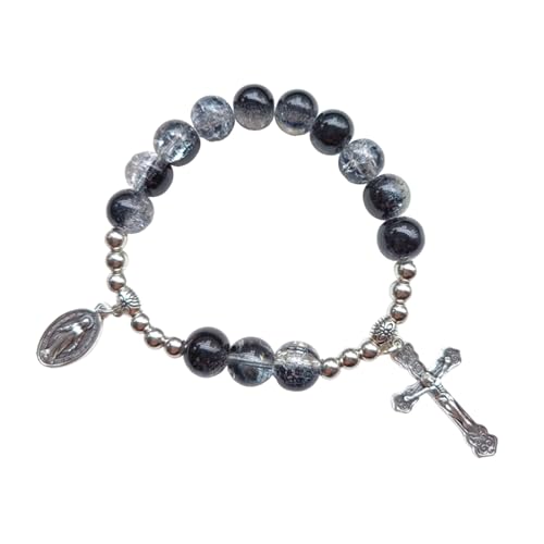 Jiqoe Elegante Glaskristall-Armbänder, handgefertigt, Kristall-Gebets-Perlenarmbänder für modische Frauen, Glaubensgeschenk von Jiqoe