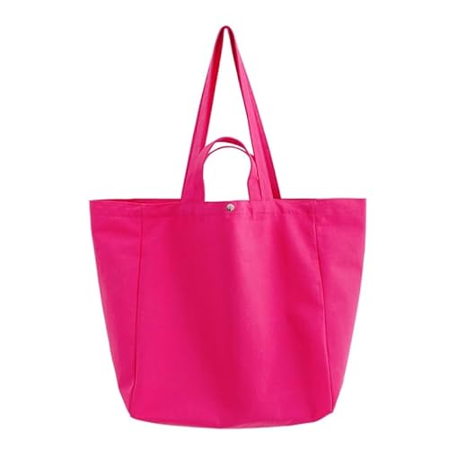Jiqoe Freizeit-Tragetasche für Mädchen und Frauen, einfarbig, lässige Shopper Tasche, vielseitige Handtasche, große Kapazität, Schultertasche, Damen-Geldbörse, hot pink von Jiqoe