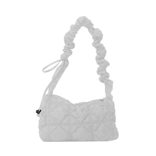 Jiqoe Gesteppte Umhängetasche, Umhängetasche, Handtasche, Geldbörse, Nylon, Unterarm-Tragetasche mit verstellbarem Kordelzug, weiß von Jiqoe