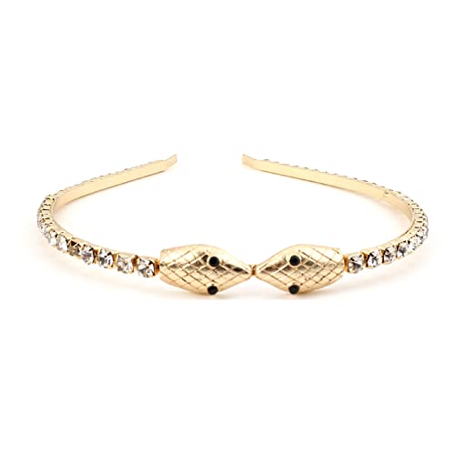 Jiqoe Golden Vintage Kopfschmuck Schlange Kopfbedeckung Für Mädchen Halloween Hair Hoop Cosplay Crystal Snake Hair Hoop von Jiqoe