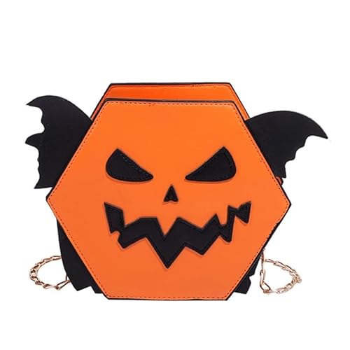 Jiqoe Halloween-Kürbis-Taschen, modische Umhängetasche für Damen und Mädchen, vielseitig, trendige Tasche, Crossbody-Tasche, Freizeit-Kettentasche, Orange von Jiqoe