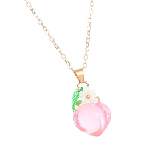 Jiqoe Halskette mit Erdbeer-/Pfirsich-Anhänger, trendiges Damen-Accessoire, Obstkette, Schmuck für legere und besondere Anlässe Jiqoe Halskette mit Erdbeer-/Pfirsich-Anhänger, trendiges Damen-Accessoire, Obstkette, Schmuck für legere und besondere Anlässe von Jiqoe