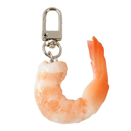 Jiqoe Imitation Shrimp Meat Keychain Cute Bag Pendant Trendy PVC Shrimp Meat Keychain Pendant Portable Shrimp Keyring Ornament, 1 von Jiqoe