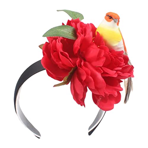 Jiqoe Kinder Hair Hoop Rose Themen Auf Auffällige Haar Hoop Riese Rose Mit Hübscher Vogelbrüftung Für Pedlaren Blumenkopfbedeckung von Jiqoe