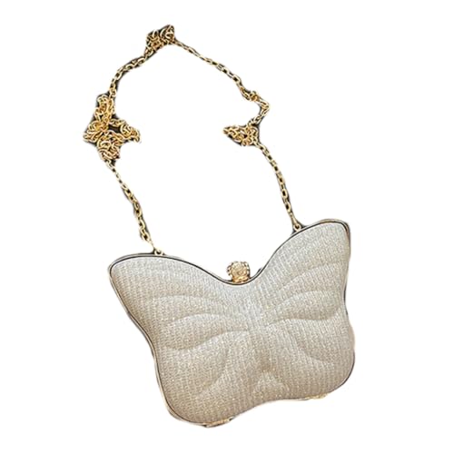 Jiqoe Kleine Glitzer-Clutch-Tasche in Schmetterlingsform für Damen, Abend-Handtasche, Mini-Schultertasche mit abnehmbarer Kette für Hochzeit, silber von Jiqoe