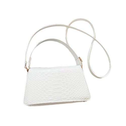 Jiqoe Kleine Schultertasche für Damen, modische Unterarm-Tragetasche, Umhängetasche, kleine Clutch, Geldbörse, verstellbarer Riemen, Handtasche, weiß von Jiqoe