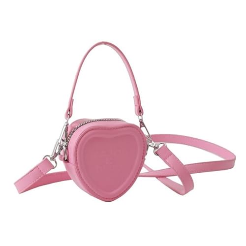 Jiqoe Lässige Handtasche, modische Tragetasche, PU-Taschen, Crossbody-Tasche, vielseitige Umhängetasche, kleine herzförmige Tasche für Mädchen und Frauen, rose von Jiqoe