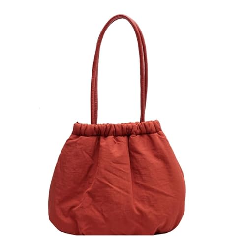 Jiqoe Lässige Handtasche, plissiert, Nylon, modische Tragetasche, Schultertasche, Geldbörse, Reisetasche, für Damen und Mädchen, große Kapazität, gesteppte Tasche, Orange von Jiqoe