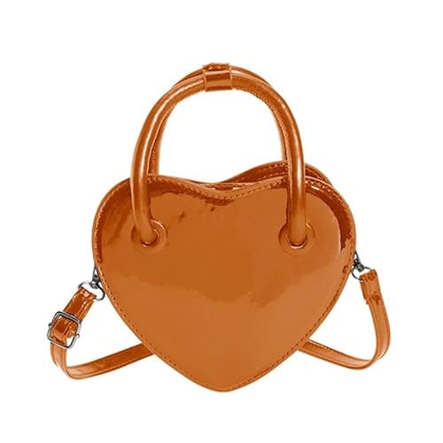 Jiqoe Mädchen-Handtasche mit Herzmotiv, schicke und funktionale Umhängetasche für Damen, geeignet für verschiedene Anlässe, Orange von Jiqoe