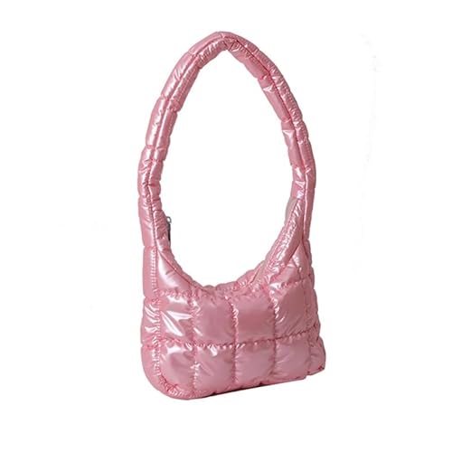 Jiqoe Modische Schultertasche, plissiert, große Kapazität, Achseltasche, gerüschtes Design, trendige Tasche, vielseitig, einfarbig, Reisetasche, rose von Jiqoe