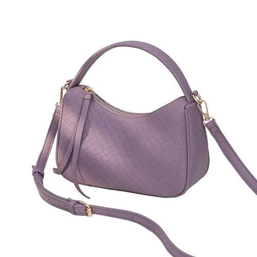 Jiqoe PU-Tragetasche, lässige Handtaschen, große Kapazität, Crossbody-Tasche, Damen-Geldbörse für Mädchen und Frauen, trendige, vielseitige gewebte Taschen, violett von Jiqoe