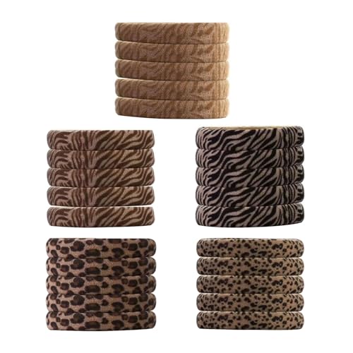 Jiqoe Polyester-Haargummis, modisches Leopardenmuster, verstellbar, weich, Pferdeschwanzhalter für Damen und Mädchen Jiqoe Polyester-Haargummis, modisches Leopardenmuster, verstellbar, weich, Pferdeschwanzhalter für Damen und Mädchen von Jiqoe