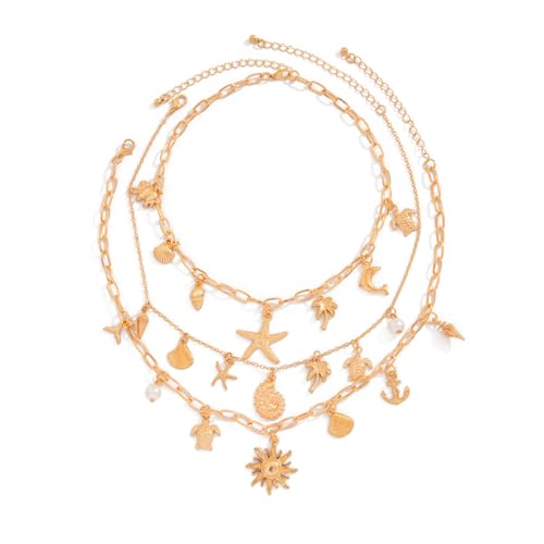 Jiqoe Praktische goldene Kreuzkette mit Muschel-Anhänger, tragbares Accessoire für Boho- und Meeresliebhaber Jiqoe Praktische goldene Kreuzkette mit Muschel-Anhänger, tragbares Accessoire für Boho- und Meeresliebhaber von Jiqoe