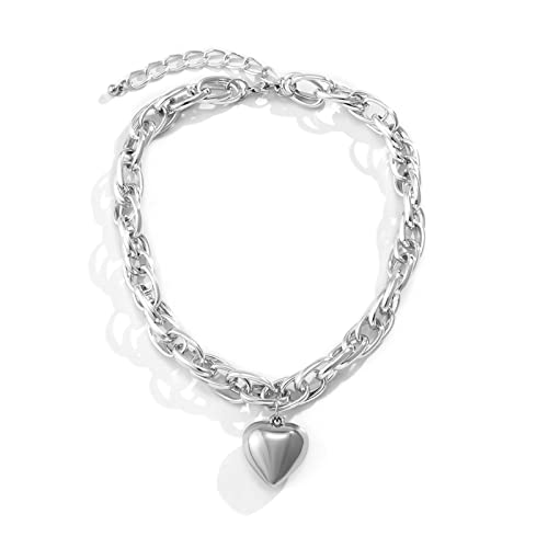 Jiqoe Punk Big Heart Anhänger Halskette Frauen Fashion Statement schwere Kette Modeschmuck Punk dicke Kette Jiqoe Punk Big Heart Anhänger Halskette Frauen Fashion Statement schwere Kette Modeschmuck Punk dicke Kette von Jiqoe