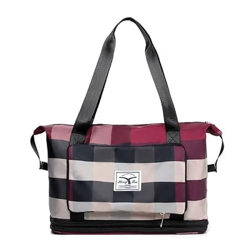 Jiqoe Reisetasche, Sporttasche, Reisetasche, Wochenendtasche, Übernachtungstasche für Damen, Handgepäcktaschen für Flugzeuge, Reisetasche, 5 Farben, rot von Jiqoe