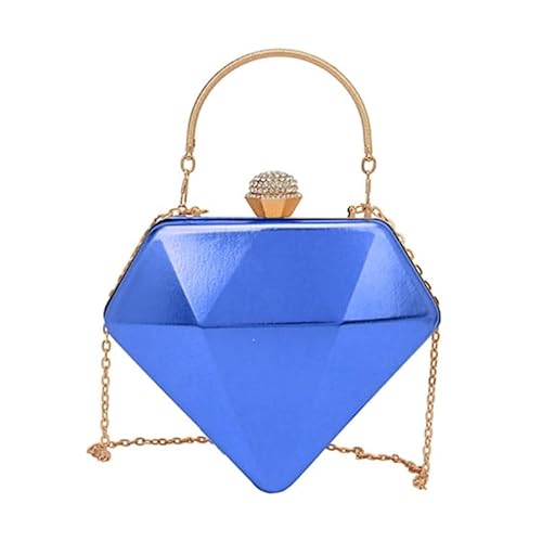 Jiqoe Schicke Umhängetasche mit Kette für Damen, Abendtasche, Handtasche, ideal für Hochzeiten, Büropartys und Verabredungen, blau von Jiqoe