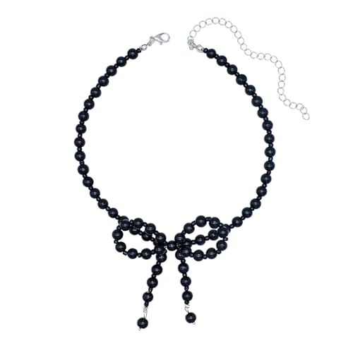 Jiqoe Schwarz Perlen Bowknot Halskette Einstellbare Länge Halskette Mode Neckschmuck Perlen Perfektes Geschenk Für Frauen Jiqoe Schwarz Perlen Bowknot Halskette Einstellbare Länge Halskette Mode Neckschmuck Perlen Perfektes Geschenk Für Frauen von Jiqoe