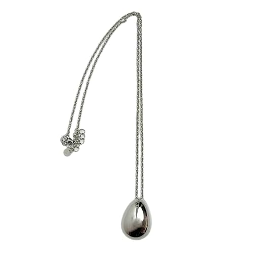Jiqoe Stilvolle Halskette mit Wassertropfen-Anhänger, schlicht, glatt, Wassertropfen-Anhänger, Verzierung, auffälliges Hals-Accessoire, Pendant 4*2.8cm, Metall von Jiqoe