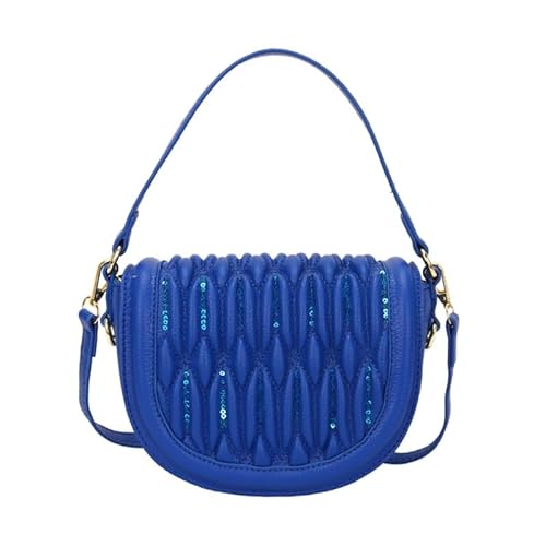 Jiqoe Stilvolle Umhängetasche mit plissiertem Design, koreanische Mode, Satteltasche, Crossbody-Tasche für Damen und Mädchen, blau von Jiqoe