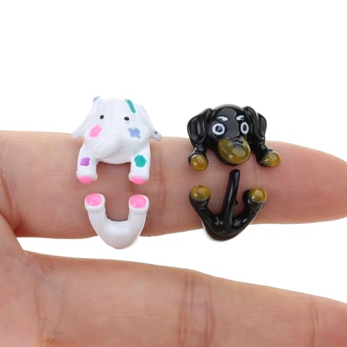 Jiqoe Süßer Hundelefant Offene Ringe Verstellbare Fingerringe Schöne Cartoontiere Ringe Einzigartige Schmuck Geschenk Für Frauen Männer Jiqoe Süßer Hundelefant Offene Ringe Verstellbare Fingerringe Schöne Cartoontiere Ringe Einzigartige Schmuck Geschenk Für Frauen Männer von Jiqoe