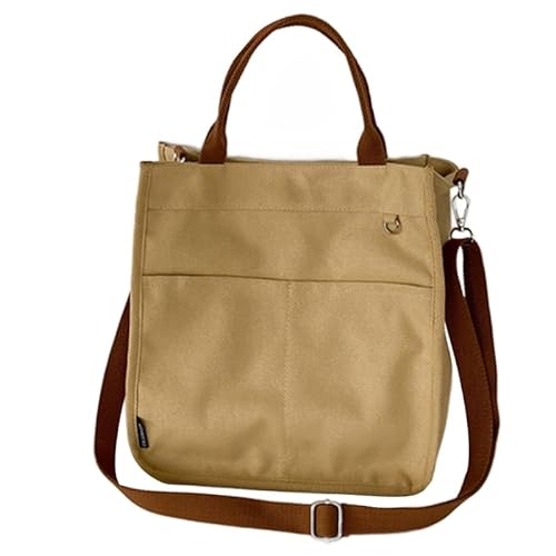 Jiqoe Tragbare Canvas-Handtasche Schultertasche für Büro und Campus Essentials Crossbody Taschen, khaki von Jiqoe
