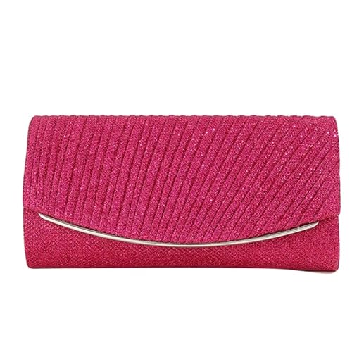 Jiqoe Umschlagtasche für Hochzeit, Party, Damen, Mädchen, formelle Abendtasche mit Kette, Bankett, Geldbörse, Cocktail-Handtasche, Clutches, hot pink von Jiqoe