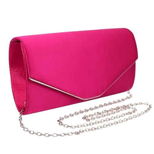 Jiqoe Umschlagtasche für Hochzeit, Party, Damen, Mädchen, formelle Abendtasche mit Kette, Bankett, Geldbörse, Cocktail-Handtasche, Clutches, hot pink von Jiqoe