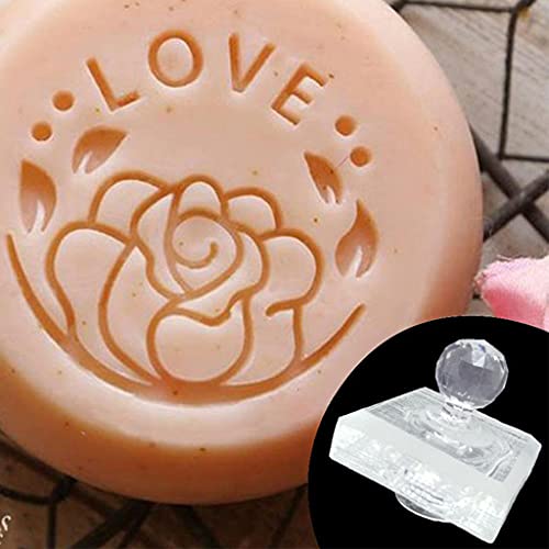 Jiqoe Valentinstag Clear Acryl Handgefertigte Seife Stempel Liebe Herz Rosenmuster Square Clay Making Chapter Mit von Jiqoe