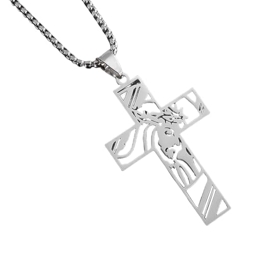 Jiqoe Verstellbare Länge, Kruzifix-Charm-Halskette, handgefertigt, Metall, Unisex, Schlüsselbeinkette, stilvoller, religiöser Schmuck Jiqoe Verstellbare Länge, Kruzifix-Charm-Halskette, handgefertigt, Metall, Unisex, Schlüsselbeinkette, stilvoller, religiöser Schmuck von Jiqoe