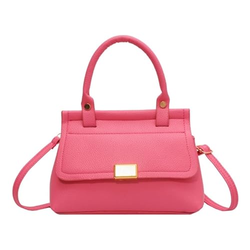 Jiqoe Vintage-Umhängetasche, großes Fassungsvermögen, einfarbig, Kuriertasche für Mädchen und Damen, vielseitige Umhängetasche, modisch, trendig, rose pink von Jiqoe