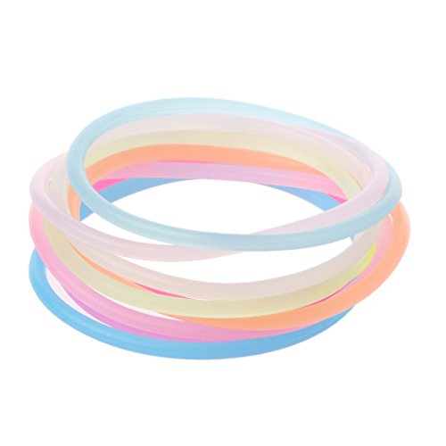 Leuchtende Armbänder Aus Silikonkautschuk 10 X Buntes Nachtleuchten Armband Gummi Party Haargummis DIY Für Fittness Sport Halsketten Für Frauen Silber von Jiqoe