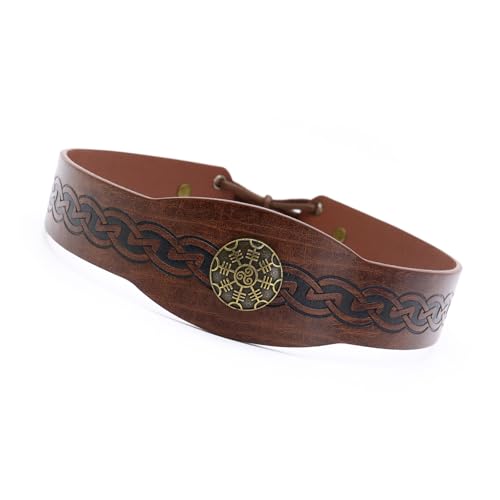 PU Leder Mittelalterlich Stirnband Verstellbarer Vintage Prägenmuster Haarband Für Renaissances Und Musikfestivals PU Leder Mittelalterlich Stirnband Verstellbarer Vintage Prägenmuster Haarband Für Renaissances Und Musikfestivals von Jiqoe