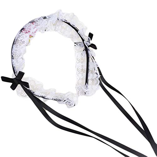 Schöne Süße Haarband Maid Cosplay Stirnband Gekräuselte Spitze Kopfbedeckung Handgefertigte Band Schleife Haarschmuck Haarreifen Für Frauen Schwarz von Jiqoe