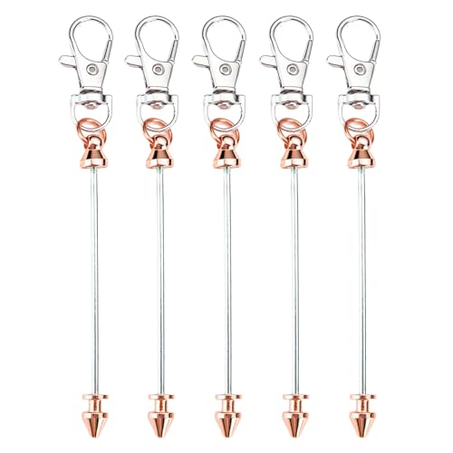 Set mit 5 Perlen-Schlüsselanhängern, Metall-Karabinerverschluss, modischer Taschenanhänger, einzigartiger Schlüsselhalter, Legierung, Textur, geeignet für Bastelliebhaber von Jiqoe