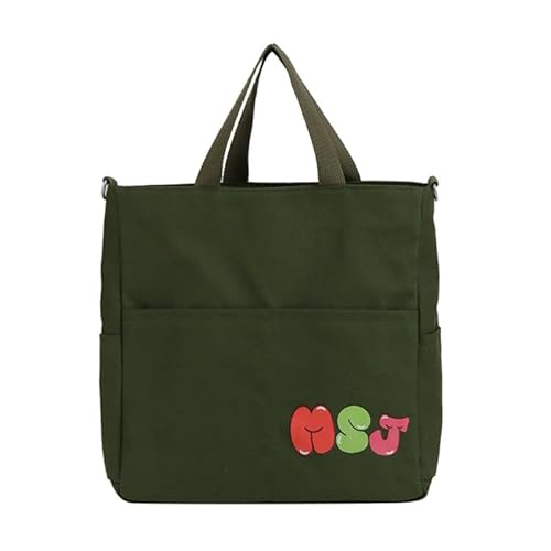Solide Reise Schultertasche Vintage Canvas Handtasche mit verstellbarem Riemen perfekt für Arbeit und Einkaufen, armee-grün von Jiqoe