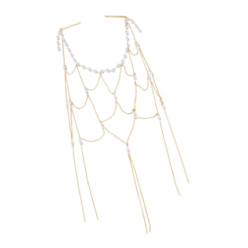 Stilvolle Perlen Quasten Haarkette Elegant Braut Haarkette Charm mit Perlen und Quasten für elegante Frisuren von Jiqoe