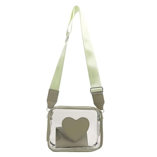 Transparente PVC-Tasche, transparente Umhängetasche, einzigartige Schultertasche, Handtasche, Stadiongenehmigung, mit PU-Brieftaschen-Set für mehrere Anwendungen, grün von Jiqoe